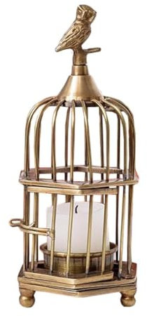 SSQOEGHF Kerzenhalter, Messing, Kerzenständer, Vogelkäfig, antiker Kerzenständer, dekorativer Kerzenhalter, nostalgischer Charme, Heimdekoration
