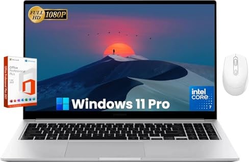 SAMSUNG Galaxy Book4 Business Laptop - Win 11 Pro & MS Office Lifetime, 15.6 FHD Display, Intel 10-Core 7-150U(up to 5.4 GHz), 16GB RAM, 1TB SSD, 14H Long Battery Life, with External CD/DVD Drive