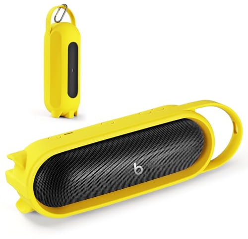 EUGOOCX Silikon-Tragetasche für Beats Pill 2024 tragbare Bluetooth-Lautsprecher, Schutzhülle, Reisehülle, Lautsprecher, Zubehör (Gelb)