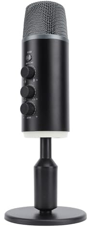 KKPLZZ Microphone de jeu audio HiFi volume réglable microphone à condensateur USB pour PC avec désactivation audio et lumières RVB pour le streaming de podcast