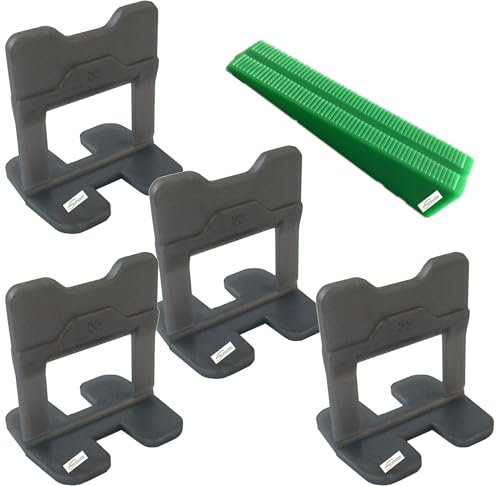 700 Pezzi Sistema di Livellamento delle Piastrelle 0,5 mm, 500 pezzi Distanziatori per piastrelle, 200 pezzi cunei riutilizzabili per livellamento del pavimento