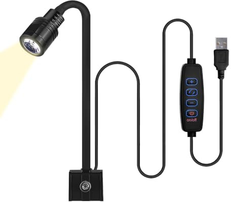 MiOYOOW Clip On Aquarium Light, Mini Dimmable LED Aquarium Lamp Gooseneck Full Spectrum Fish Tank Spotlight for 20-40cm Planted Saltwater Freshwater Tank