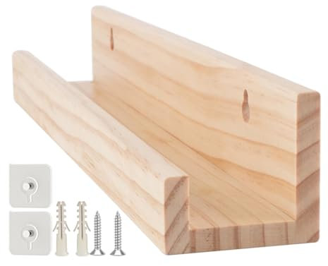 Generisch Wall Record Display Rack, Wall-Mounted Wooden Stand, Floating Shelves, Photo and Magazines Holder, Ideal for Living Room, Bedroom, and Study Organization