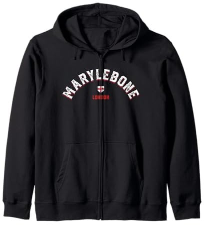 Marylebone Londres - Barrio Viajes Diseño Retro Inglaterra Sudadera con Capucha