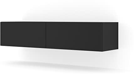 Bingo Meuble TV moderne de 140 cm - Table hi-fi - Armoire murale (noir mat)