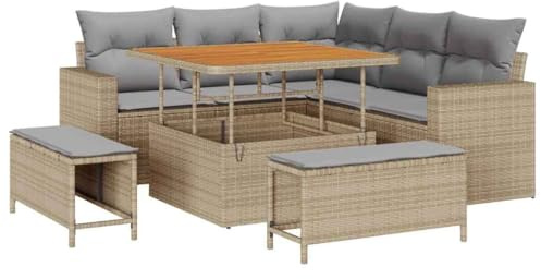 vidaXL Garten-Sofa-Set 8 pcs Beige Poly-Rattan, Moderne Gartenmöbel für gemütliche Lounges, entspannte Rückzüge, lockeres Beisammensein, Sommervergnügen