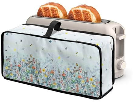 ZDCUSTOM Colorful Flowers Long Slot Toaster Cover Fits for Most Standard 2 Slice Slim Toasters, Keep Kitchen Small Appliance Clean From Dust and Fingerprint