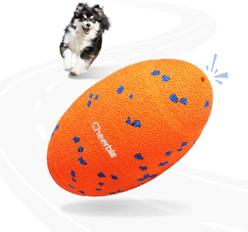 Cheerble Smart Squeaky Dog Ball Toys - Wicked Rugby with 3 Modes, E-TPU & Rechargeable, Interactive Dog Toy Balls, Self-Moving Bouncing Dog Football for Indoor/Outdoor, Suitable for All Breeds, Orange