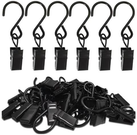 Osmond 100pcs Metal S Hooks Curtain Clips Hanging Party Lights Clip Hangers Photo Camping Outdoor Decoration Tents Clip