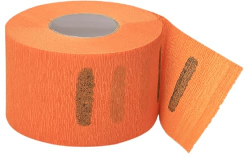 Einweg Stretch Nackenstreifen 1 Rolle aus Krepppapier für Haarpflege | Orange, für Friseur und Haarschneiden, Nackenschutz, Fleckenhemmend, Praktisch für Salonbedarf