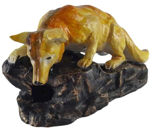 vianmo Figur Skulptur Gusseisen Fuchs auf Felsen anschleichend L 23 cm