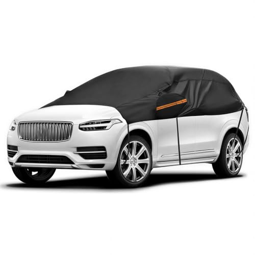 CEWROM Auto Halbgarage Wasserdicht, 190T Oxford-Stoff Autoabdeckung Halbgarage, Auto Halbabdeckung Wasserdicht Schützt Regen, Schnee, Frost, Sonne und Staub Schwarz (Universal SUV)