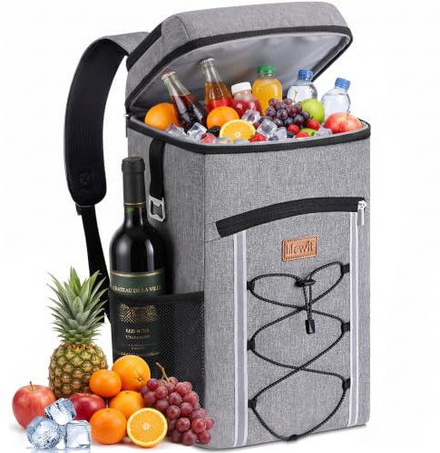 Lifewit Sac a Dos Isotherme 23L, Sac à Dos Glaciere Portable avec Doublure Imperméable, Glaciere Souple Isotherme pour Voyages, Camping, Randonnée, Pique-Niques, Plage, Gris