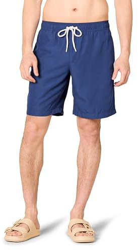 Amazon Essentials Shorts da Bagno da 23cm con Fodera Interna in Rete, Tasche, Chiusura con Coulisse Uomo, Blu Marino, M