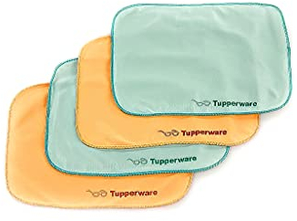 TUPPERWARE FaserPro Durchblick türkis (2) + orange (2) Brillenputztuch Putztuch