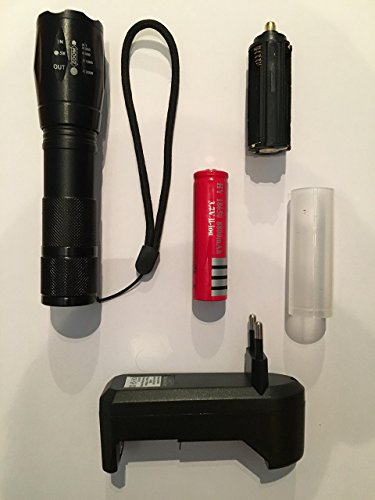 LINTERNA CREE XMLT6 CARGADOR Y PILA RECARGABLE 18650 INCLUIDA SÚPER POTNCIA EXTREMA ZOOM AJUSTABLE Y 5 MODOS DE LUZ 1200LM