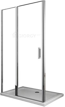 PORTA PER DOCCIA VETRO 6 MM ANTI CALCARE FISSO IN LINEA + VETRO BATTENTE PER NICCHIA REGOLABILE PROFILO CROMO (97,5-100,5 H.190)