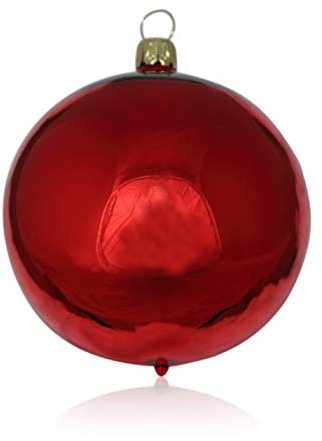 Kugeln rot Glanz 4 Stück d 10cm Christbaumschmuck Weihnachtsschmuck mundgeblasen,handdekoriert Lauschaer Glas das Original (rot Glanz)