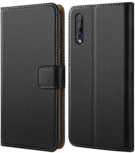 HOOMIL MagFlip Hülle für Samsung Galaxy A50/A30s/A50s, Premium Leder Tasche Klappbar Handyhülle Schutzhülle - Schwarz
