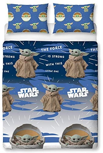 Baby Yoda Double Duvet Cover | Star Wars Mandalorian Night Duvet | Officially Licensed Microfibre Reversible Two Sided Design