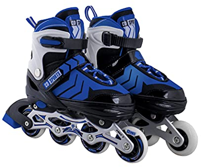 Calma Dragon Inline-Skates, größenverstellbar, Profi-Skates für Erwachsene und Kinder, mit Schutz, 4 Rollen, Schlittschuhe, mit ABEC-7, mit Innenfutter, Rollen für Damen und Herren (Blau, S)