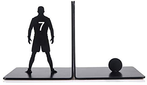 Kreative Bookends Football Metall Buch Ends Schreibtisch Ständer Bookend Halter Büro Schulbedarf Geschenk Home Decoration Schwarz (Size : 12x14cm)