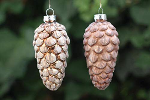 Christbaumkugel Zapfen Bronze Glas 2er Set