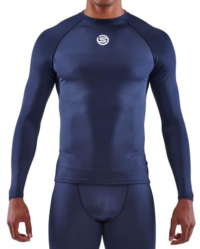 SKINS Mens Series-1 Performance Compression Long Sleeve L/S TopCompression Pants, Navy Blue, M