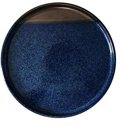 Platos de cerámica Platos redondos Vajilla de estilo japonés azul profundo creativo-10 pulgadas azul dorado