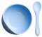 Babi® Baby Toddler Suction Bowl & Matching Spoon Set, 100% Food Grade Silicone, with Stay Put Silicone Suction (BLUE)