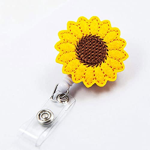 Porta badge a forma di girasole, 61 cm, retrattile, per trasportare chiavi, carte di credito, badge da lavoro
