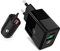 Wicked Chili 20W Dual USB Netzteil und 30W Dual KFZ USB Ladegerät kompatibel mit iPhone 14, 13, 12, 11 (Pro, Max, Plus, Mini) XS, X, 8 SE 2020 und geeignet für Samsung Galaxy - 50W Fast Charge Set