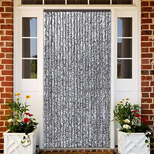 Susany Chenille-Flauschvorhang Türvorhang Insektenschutzvorhang Wohnwagen Insektenschutz Sichtschutz Vorhang Tür Fliegengitter Streifenvorhang - Braun und Beige 90x220 cm