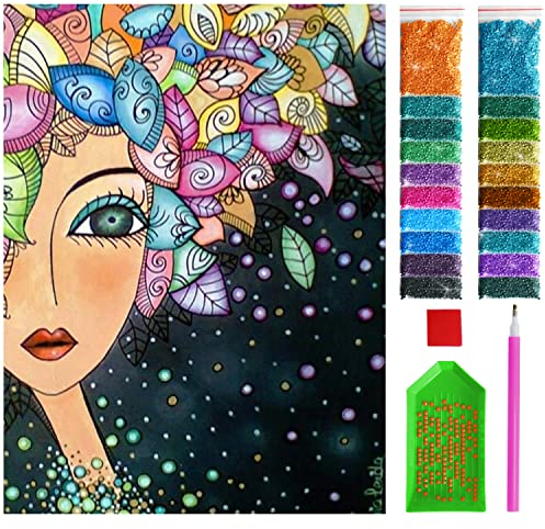 ARTULIO Diamond Painting Set - Fantasievoll gestaltetes Frauenporträt - 30x40 cm – 5D Diamant Painting Bilder, Diamond Paint