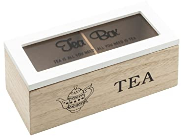 Scatola Porta Tisane in Legno, Porta Bustine The e Infusi da 2 Tea Box, Scatola Porta The 18x8x7 cm