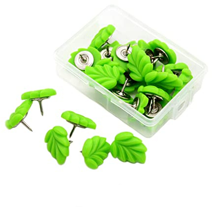 Dekorative Stecknadeln, niedliche Wandnägel, grüne Blätter, kreative Reißnägel, Reißnägel für Korktafel, Zuhause, Fotowand, Büro (hellgrün)