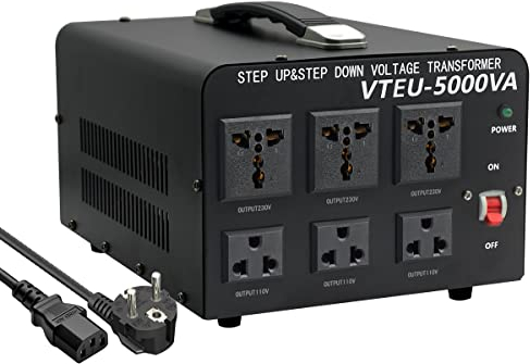 Cantonape 5000VA Trasformatore elevatore/riduttore di tensione da 5000 Watt USA - Convertitore di energia da 220 Volt - 220 V / 110 V 5000 W Stabilizzatore di tensione automatico