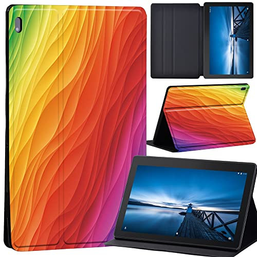 Case Compatible with Lenovo Tab M10 HD 2nd Gen 10.1 Inch TB-X306X/TB-X306F, Ultra Thin Case with Stand Function Auto Sleep Wake Up Function Slim PU Protective Case (rainbow river)