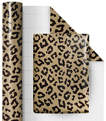 RUSPEPA Geschenkpapierrolle – Leopardenmuster Mit Metallic-Folienglanz, Perfekt Für Den Geburtstag – 43,2 cm X 10 m
