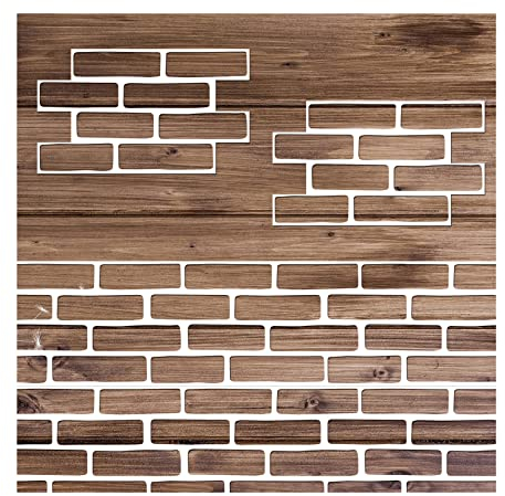 4Pcs Brick Stencils for Painting Walls 17 x10Inch, Reusable Brick Stencil for Concrete Floor Large Brick Patterns Wall Stencil for Home Decor (Brick)
