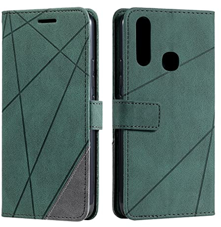 Vankii Kompatibel mit Vivo Y11/Y12/Y15/Y17/Y3/Y3S Hülle, Handyhülle Vivo Y11/Y12/Y15/Y17/Y3/Y3S, Flip Wallet PU Leder Brieftasche Tasche Case Klapphülle Klappbar Schutzhülle Lederhülle(Grün)