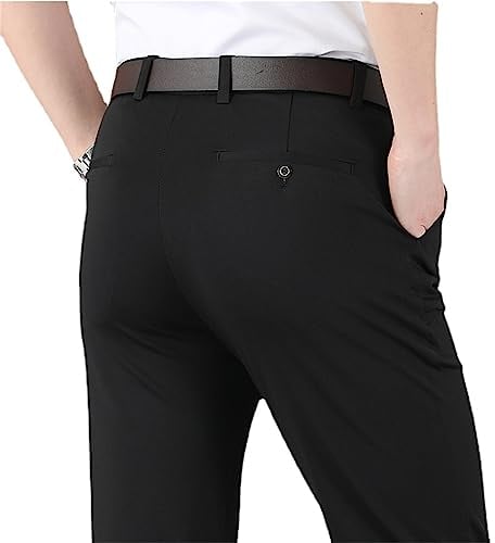 MAOAEAD 2023 High Stretch Herren Klassische Hosen, Herren High Stretch Klassische Hosen, Herren schwarze Anzughose Golfhose Slim Fit Stretch Hose (Schwarz, Taille 37)