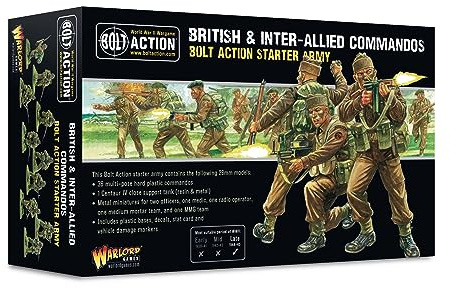 Warlord Games British & Inter-Allied Commandos Starter Army – 28 mm Skala Kunststoff-Miniaturen für Bolzenaktion, sehr detaillierte Miniaturen des Zweiten Weltkriegs für Tisch-Kriegsspiele