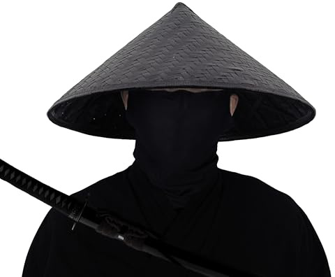 xihexi Schwarzer handgefertigter Bambushut Samurai-Hut Cosplay-Hut, Schwarz, Medium