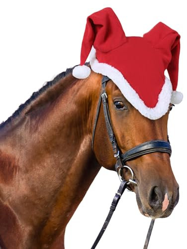 Nikolausmütze Fleece Pferd Fliegenohren Haube für Weihnachtsparade Pferd Kostüm Urlaub