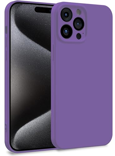 MyGadget Cover per iPhone 15 Pro Max - Custodia in Silicone Morbido a Doppio Strato – Case con Protezione Fotocamera & Fodera Interna Antigraffio - Lilla