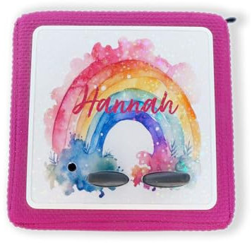 Schutzfolie mit Namen | passend für die Toniebox | Motivfolie Regenbogen Aquarell | hochglanz holografisch