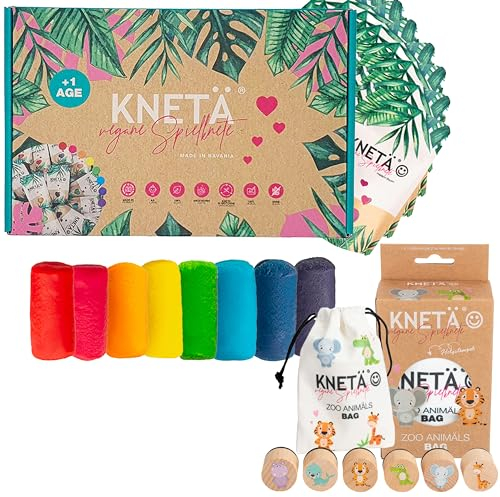 KNETÄ STARTÄR BUNDLES - Vegane Spielknete ab 1 Jahr I Made in Germany I Knetset I Knetzubehör (XS (ZOO ANIMÄLS))
