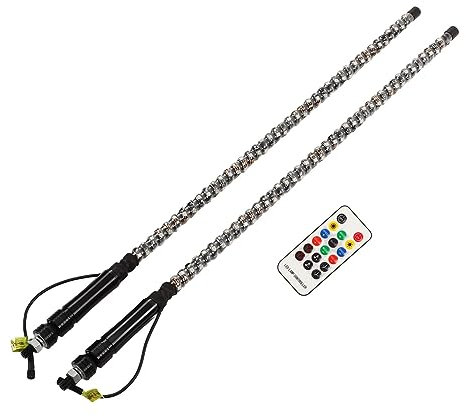 Waterproof Off Roaded Flagpole RGB Light 2 Pcs LED Whip Lights 20 Colors Flag with Remote Control