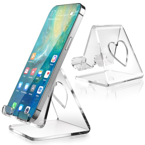 Andibro Handy-Ständer,Transparenter Acryl Handyständer Universeller Tragbare Desktop Tablet rutschfeste Ständer Halter Schreibtischzubehör kompatibel mit Allen Smartphones und Pads(B)